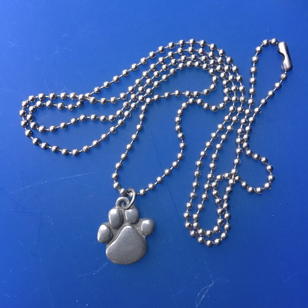 Pewter Paw Print Pendant Necklace